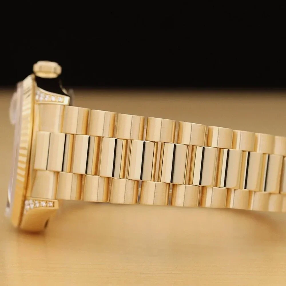PAPER ROLEX MENS DAY-DATE FACTORY DIAMOND 18K YELLOW GOLD PRESIDENT WATCH